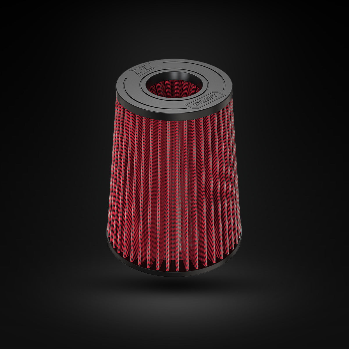Filtro De Ar Cônico Fueltech Street Alta Performance 3pol e 220mm Duplo Fluxo Vermelho