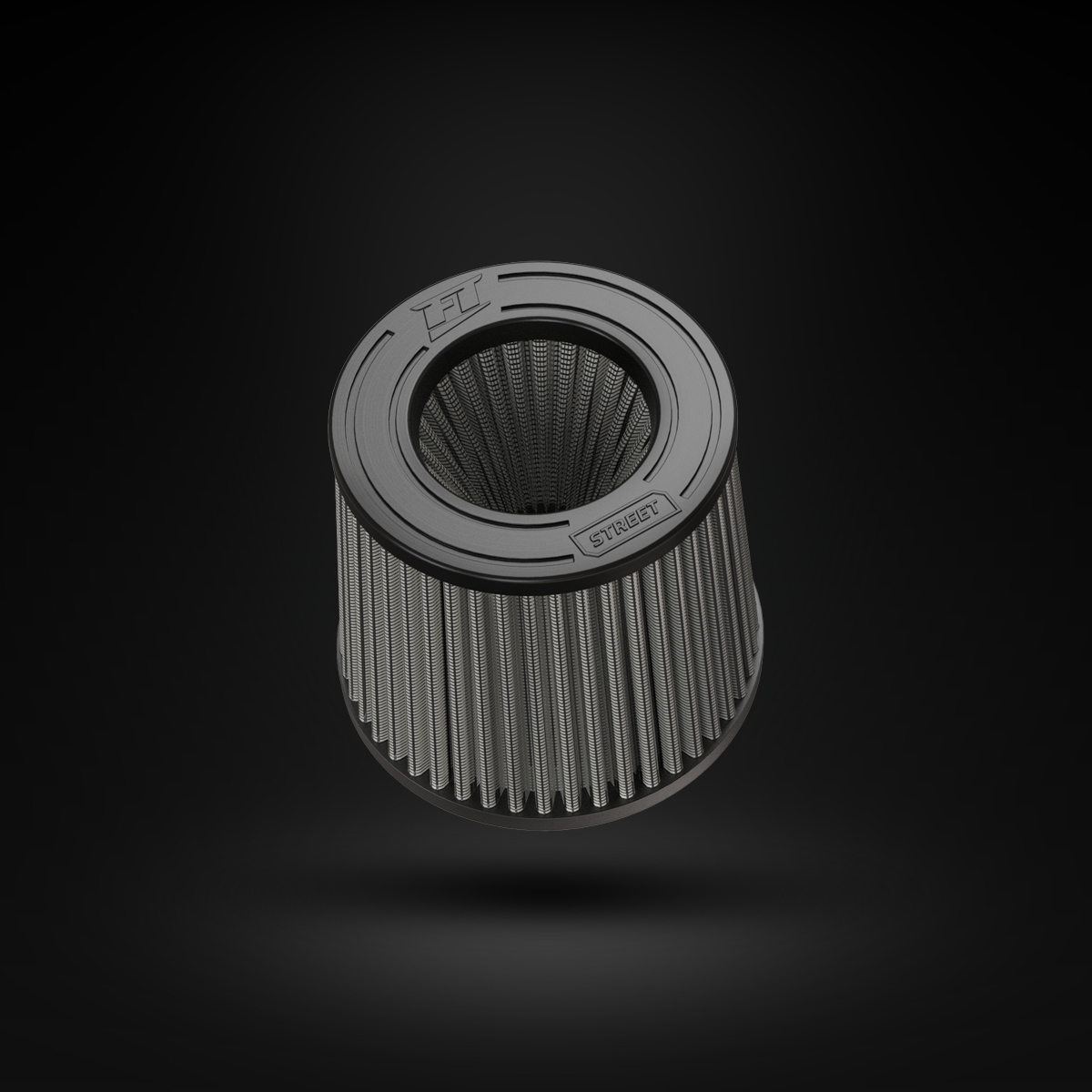 Filtro De Ar Cônico Fueltech Street Duplo Fluxo 2pol e 120mm Cinza
