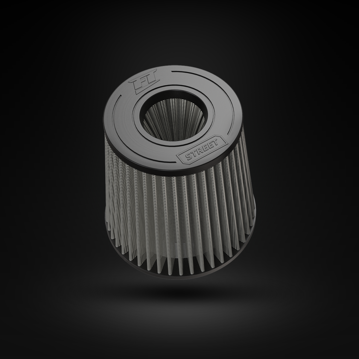 Filtro De Ar Cônico Fueltech Street Alta Performance 3,5pol e 200mm Duplo Fluxo Cinza