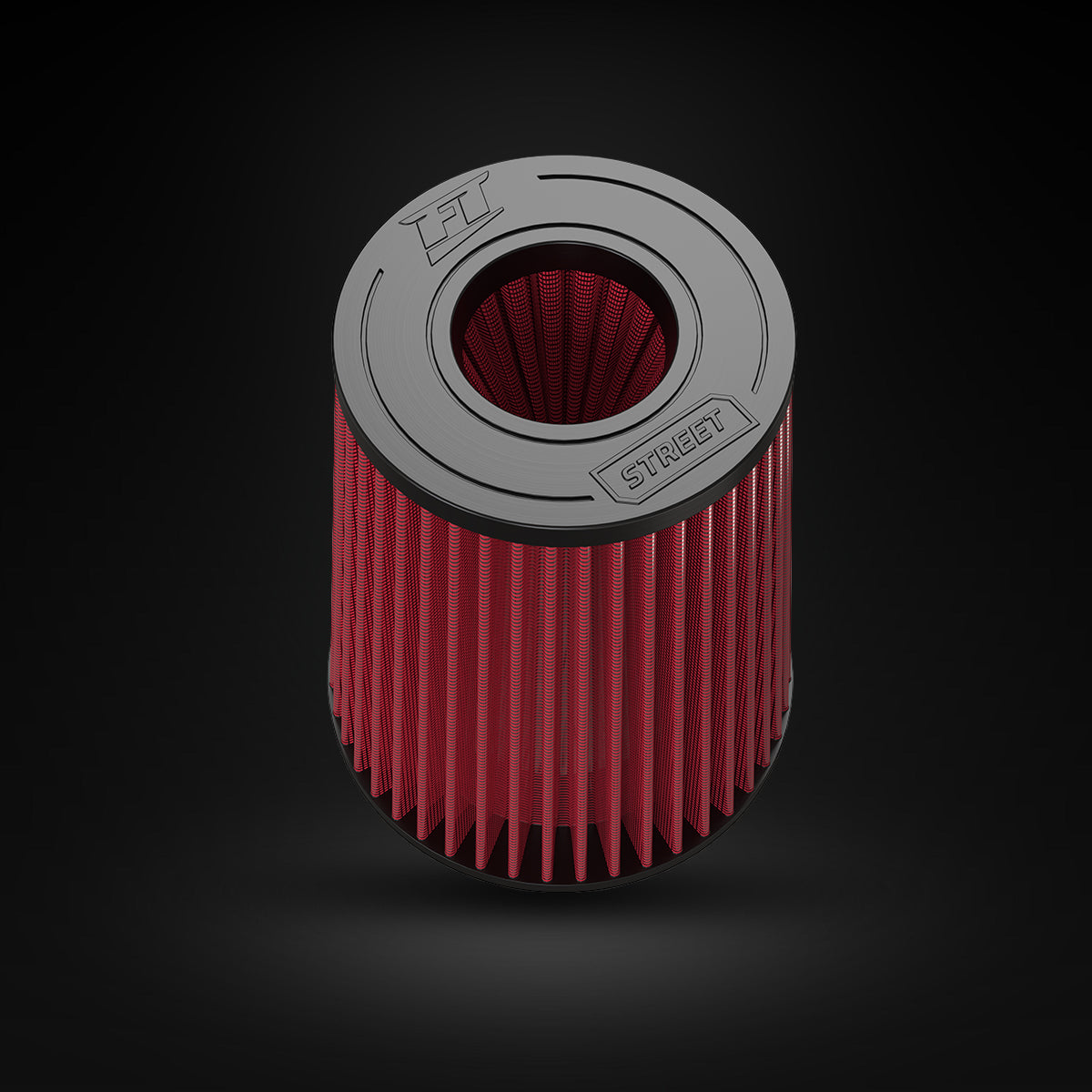 Filtro De Ar Cônico Fueltech Street Alta Performance 3pol e 220mm Duplo Fluxo Vermelho
