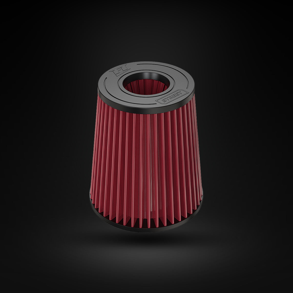Filtro De Ar Cônico Fueltech Street Alta Performance 3,5pol e 200mm Duplo Fluxo Vermelho