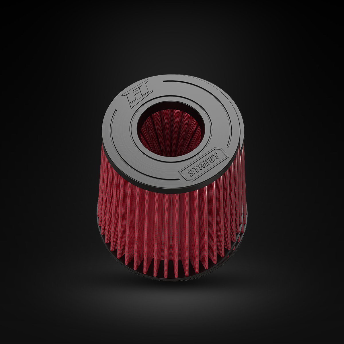 Filtro De Ar Cônico Fueltech Street Alta Performance 4pol e 180mm Duplo Fluxo Vermelho