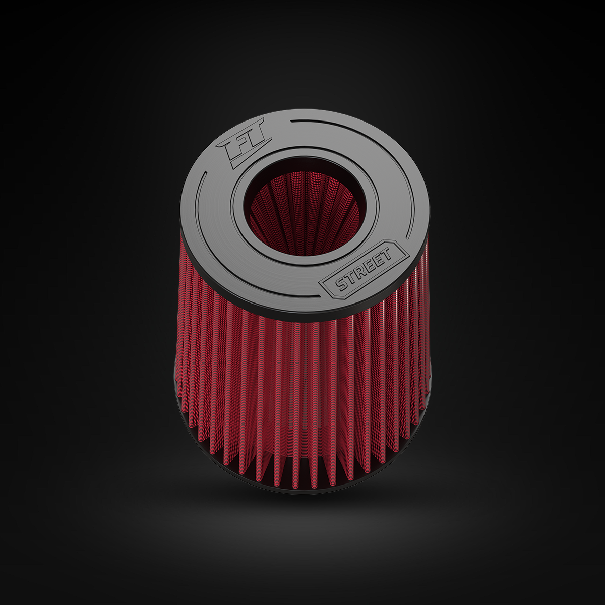 Filtro De Ar Cônico Fueltech Street Alta Performance 4pol e 200mm Duplo Fluxo Vermelho