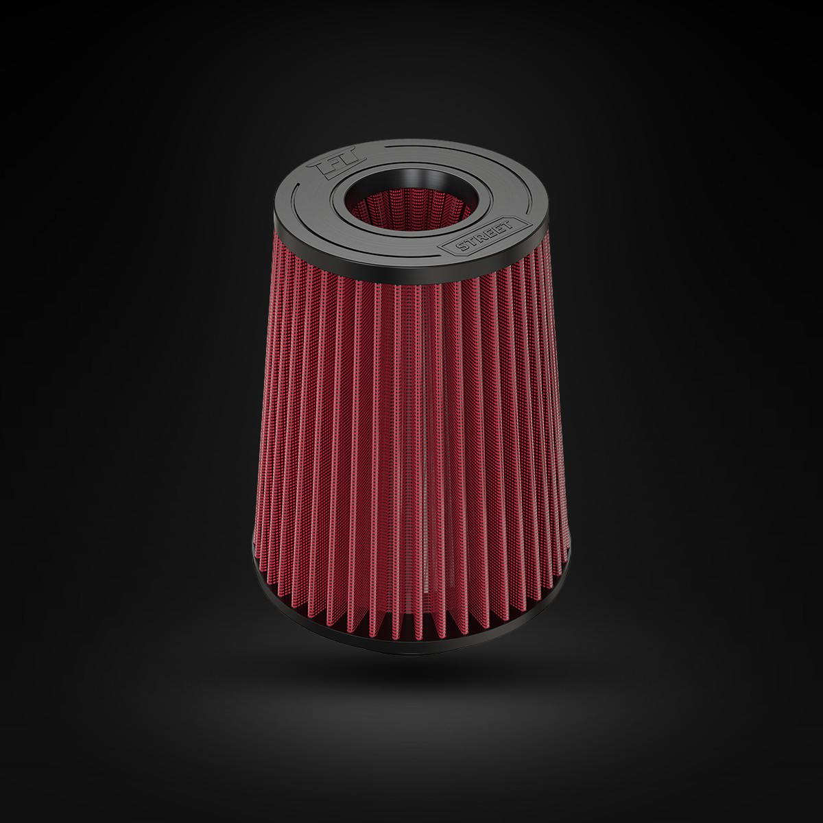 Filtro De Ar Cônico Fueltech Street Alta Performance 4pol e 220mm Duplo Fluxo Vermelho