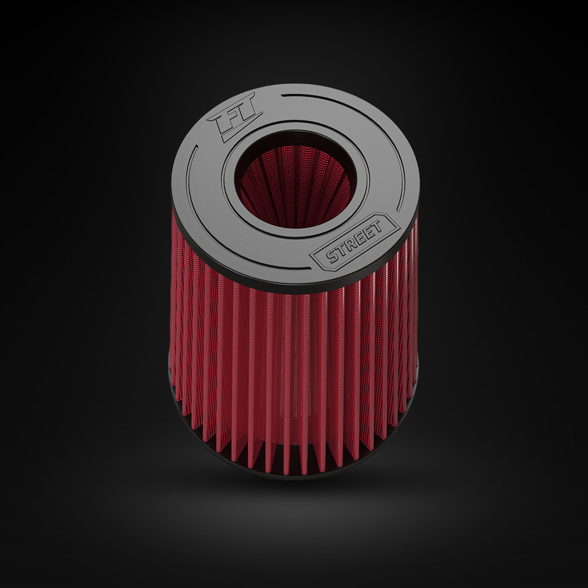 Filtro De Ar Cônico Fueltech Street Alta Performance 4pol e 220mm Duplo Fluxo Vermelho