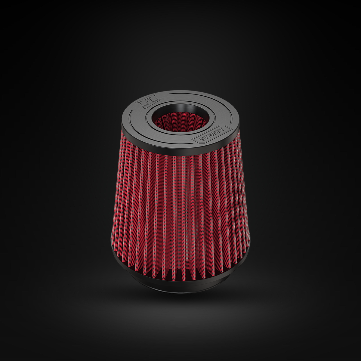 Filtro De Ar Cônico Fueltech Street Alta Performance 5pol e 180mm Duplo Fluxo Vermelho