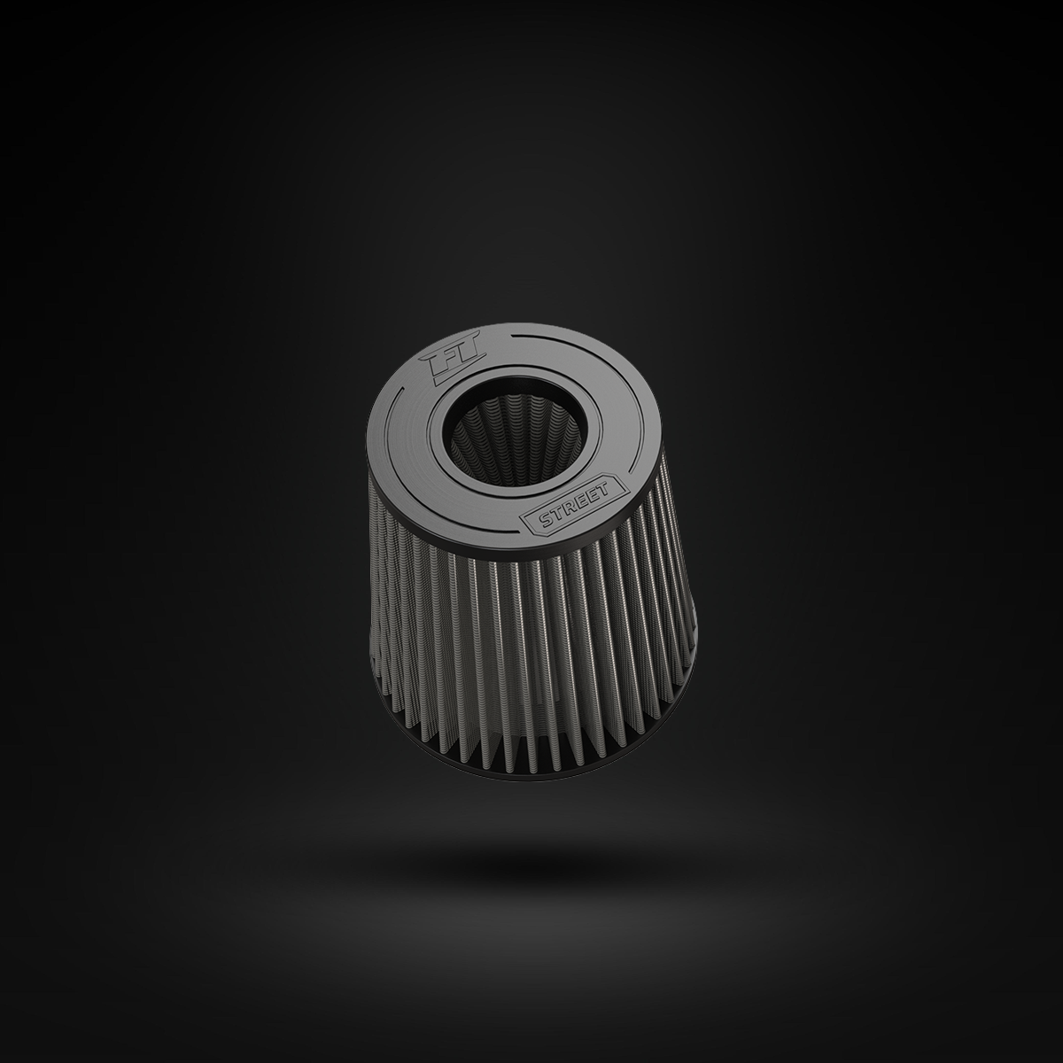 Filtro De Ar Cônico Fueltech Street Alta Performance 5pol e 180mm Duplo Fluxo Cinza