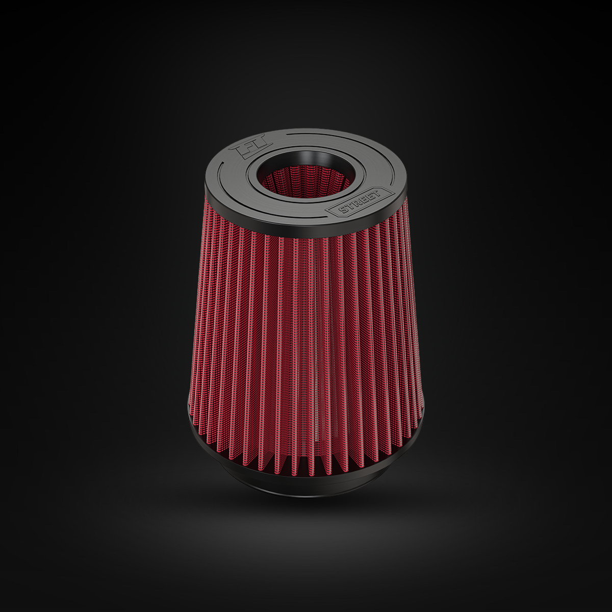 Filtro De Ar Cônico Fueltech Street Alta Performance 5pol e 200mm Duplo Fluxo Vermelho