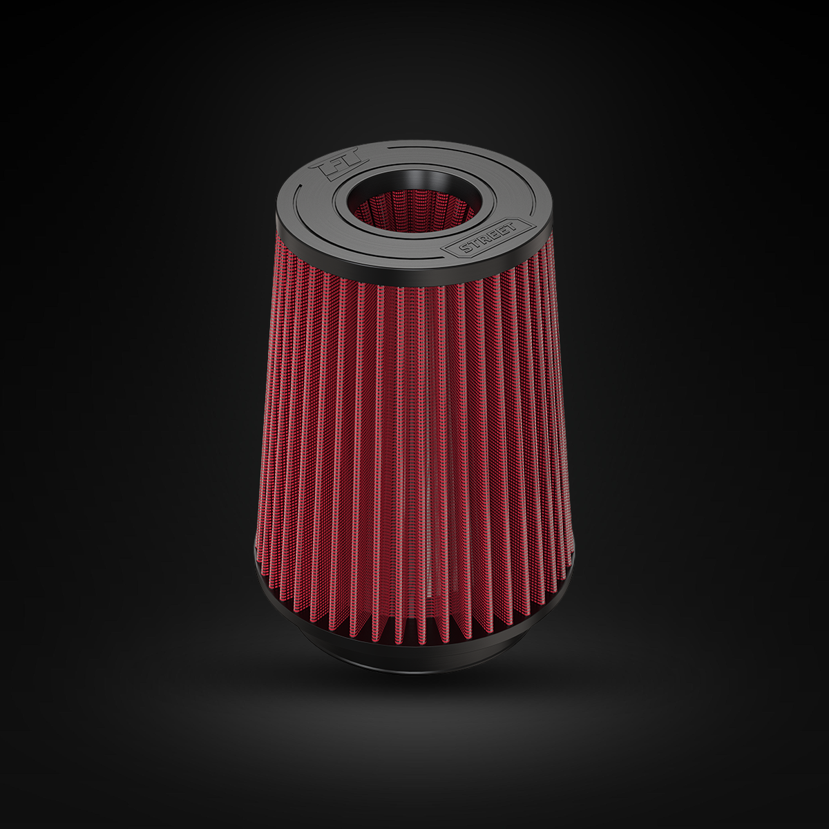 Filtro De Ar Cônico Fueltech Street Alta Performance 5pol e 220mm Duplo Fluxo Vermelho